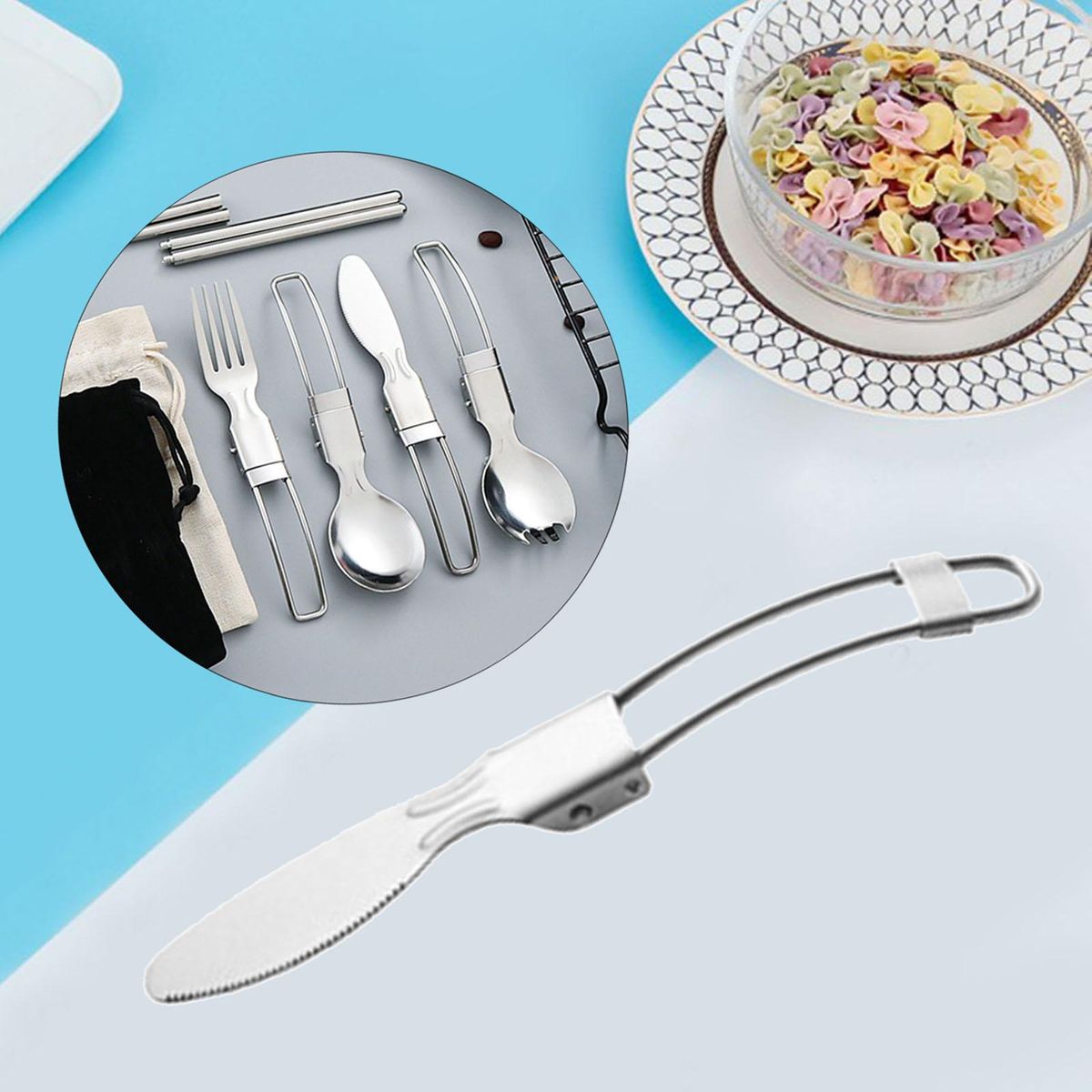 Practical Folding Cutlery Cookware Light Tableware Backpacking Knive