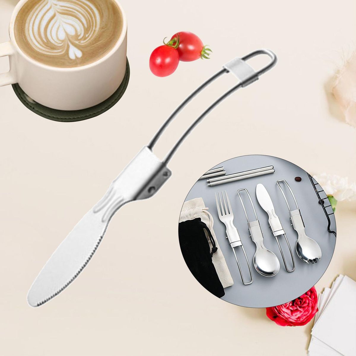Practical Folding Cutlery Cookware Light Tableware Backpacking Knive