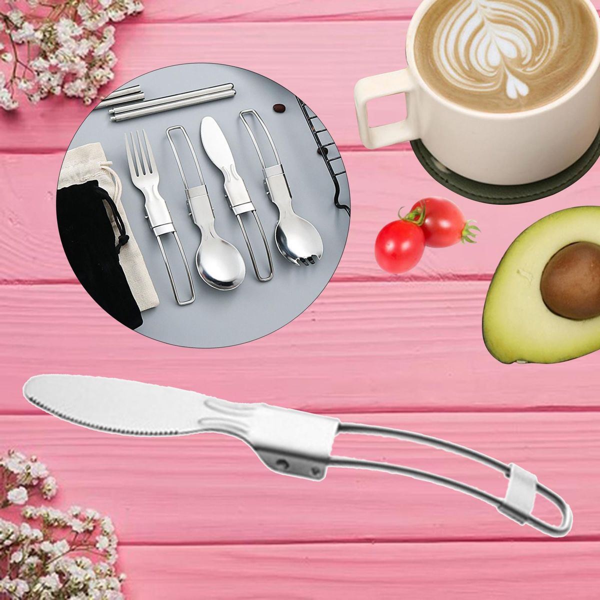 Practical Folding Cutlery Cookware Light Tableware Backpacking Knive