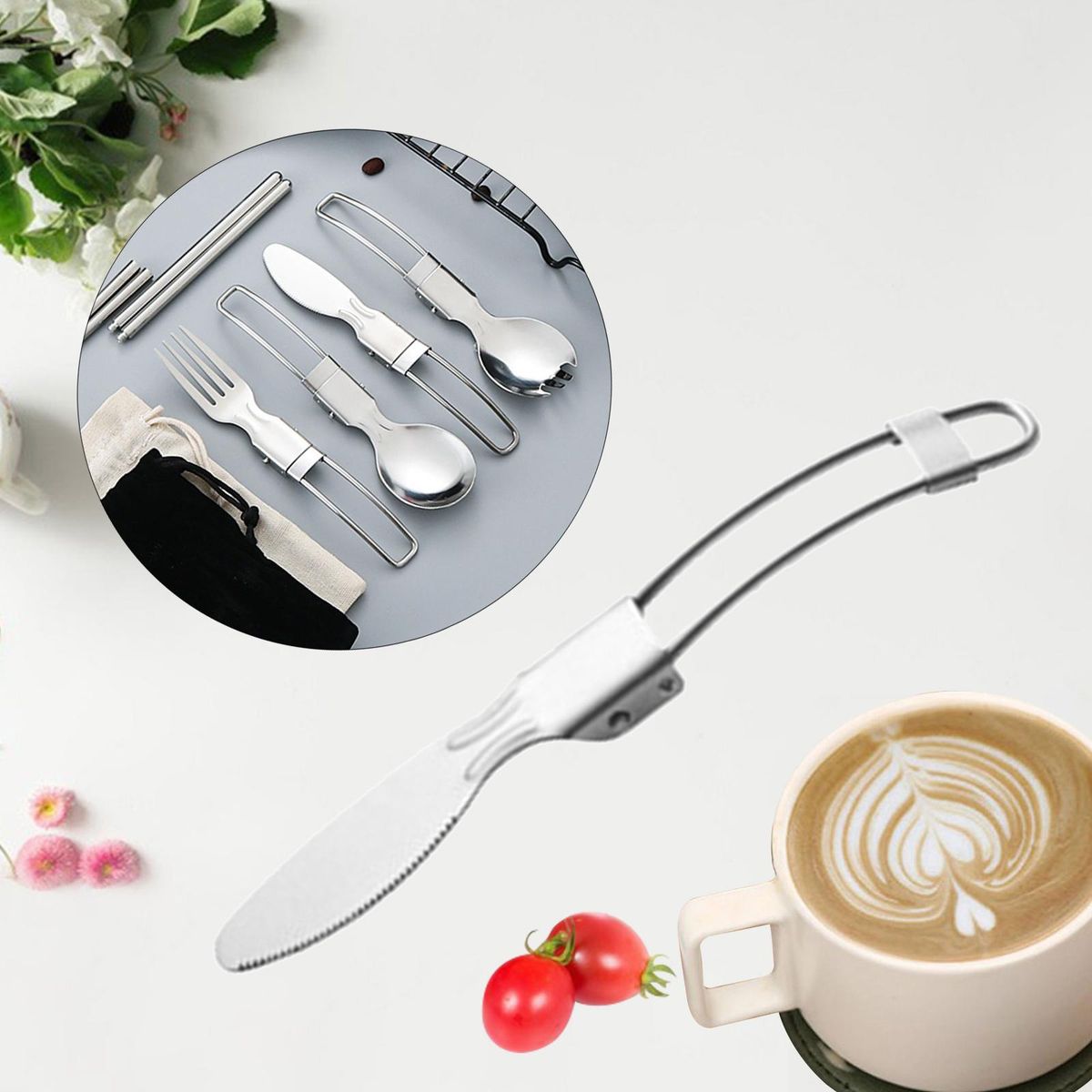 Practical Folding Cutlery Cookware Light Tableware Backpacking Knive
