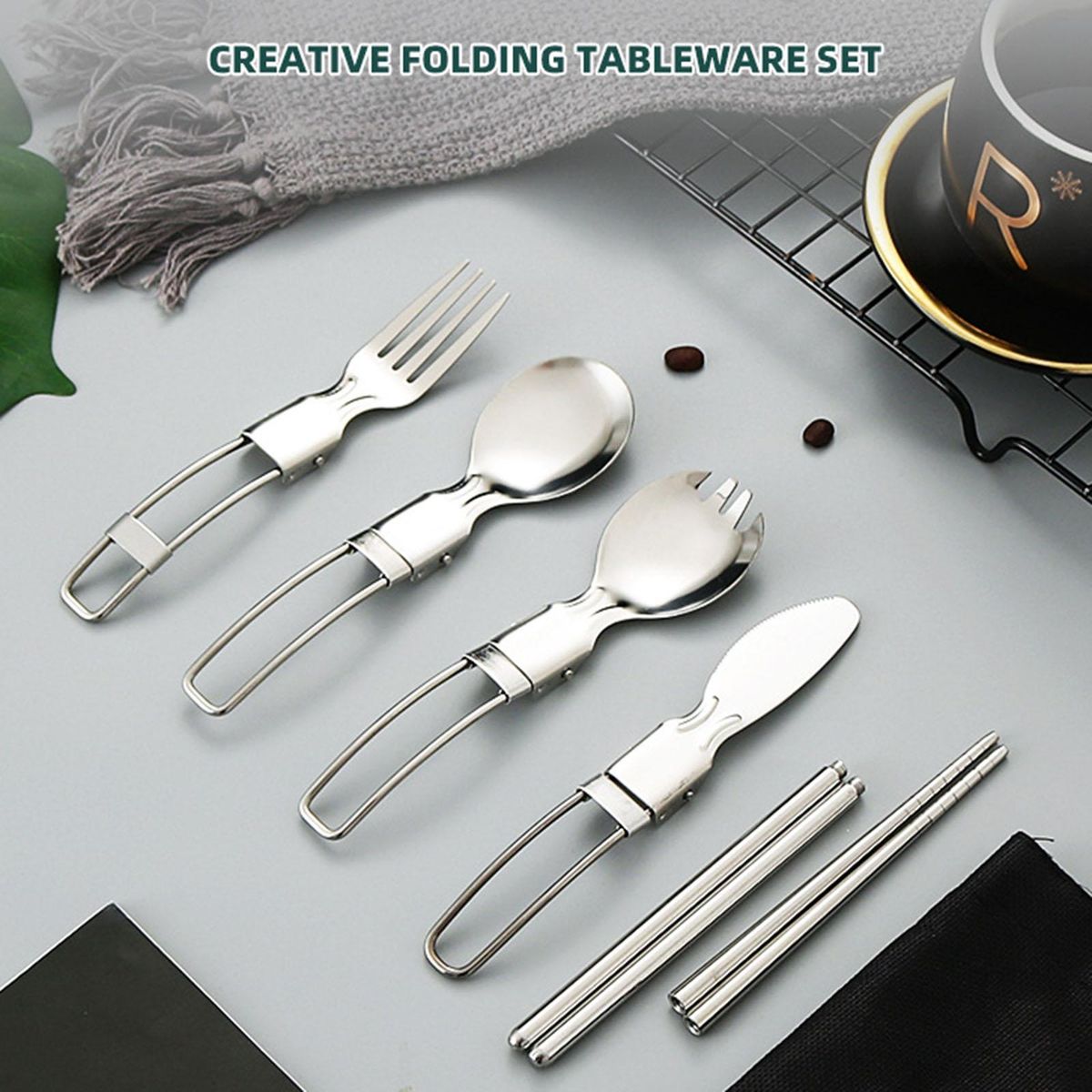 Practical Folding Cutlery Cookware Light Tableware Backpacking Knive