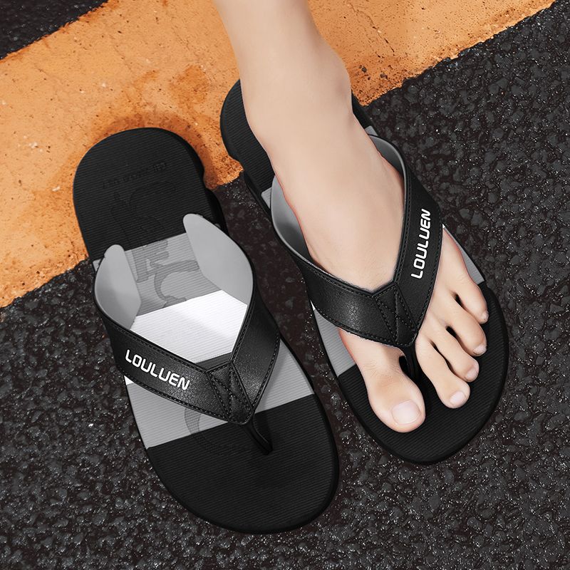High Quality Men's Shoes Unique Cool Design Flip Flops Men Sandals Luxury Summer Indoor&Outdoor Soft Rubber Slippers Men Fashion Breathable Casual Male Flats Sandals Beach Shoes Black