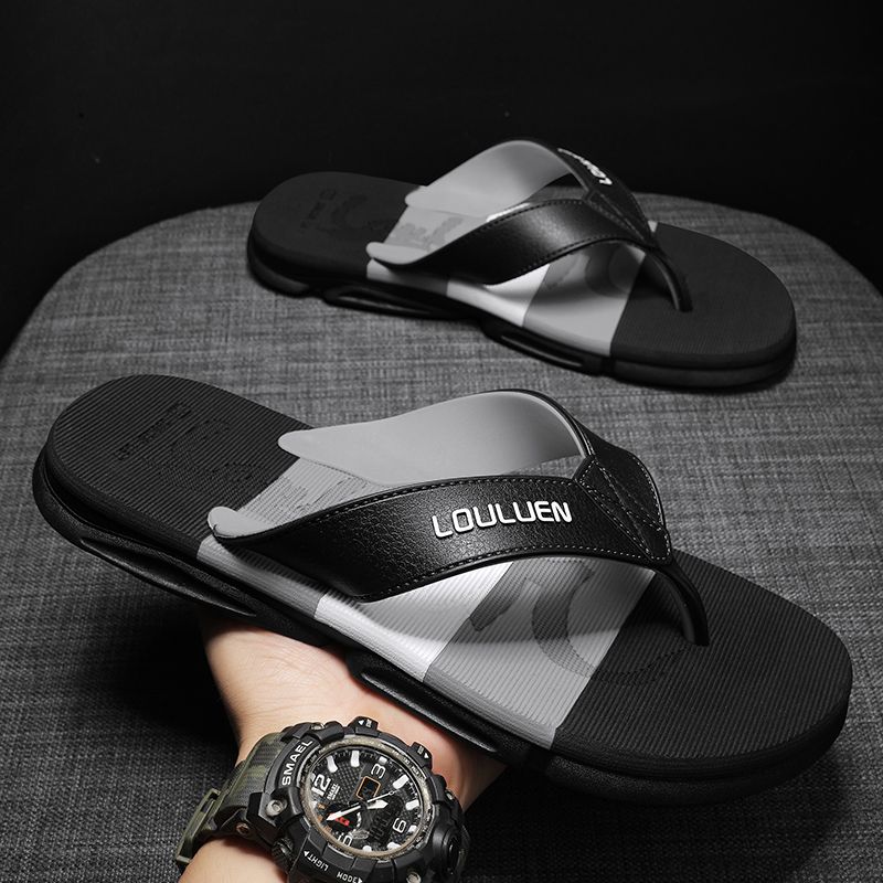 High Quality Men's Shoes Unique Cool Design Flip Flops Men Sandals Luxury Summer Indoor&Outdoor Soft Rubber Slippers Men Fashion Breathable Casual Male Flats Sandals Beach Shoes Black