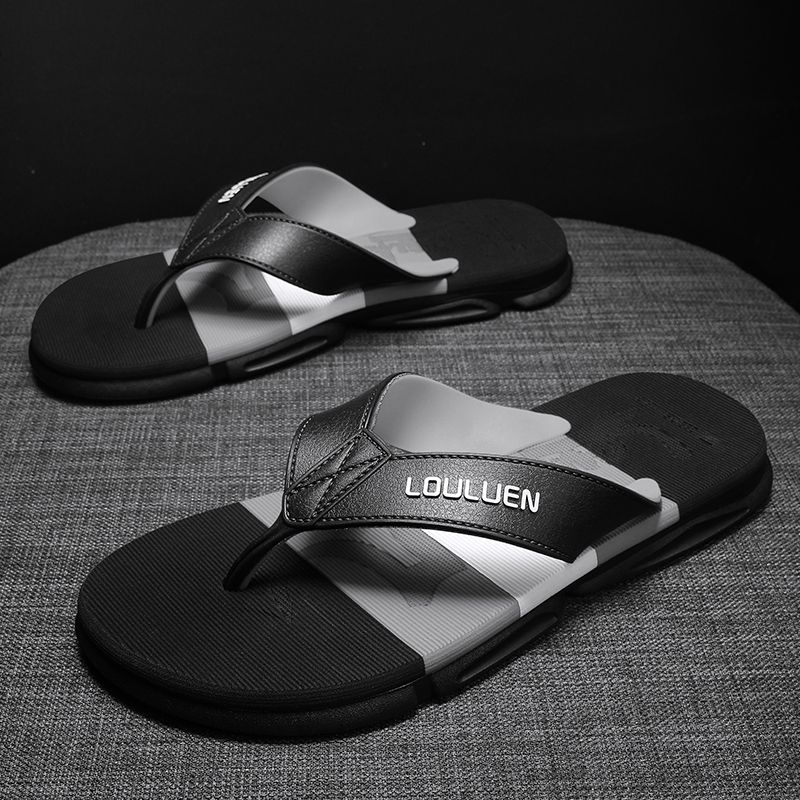 High Quality Men's Shoes Unique Cool Design Flip Flops Men Sandals Luxury Summer Indoor&Outdoor Soft Rubber Slippers Men Fashion Breathable Casual Male Flats Sandals Beach Shoes Black