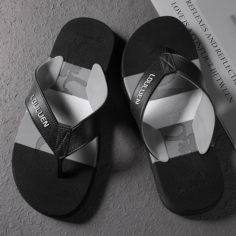 High Quality Men's Shoes Unique Cool Design Flip Flops Men Sandals Luxury Summer Indoor&Outdoor Soft Rubber Slippers Men Fashion Breathable Casual Male Flats Sandals Beach Shoes Black