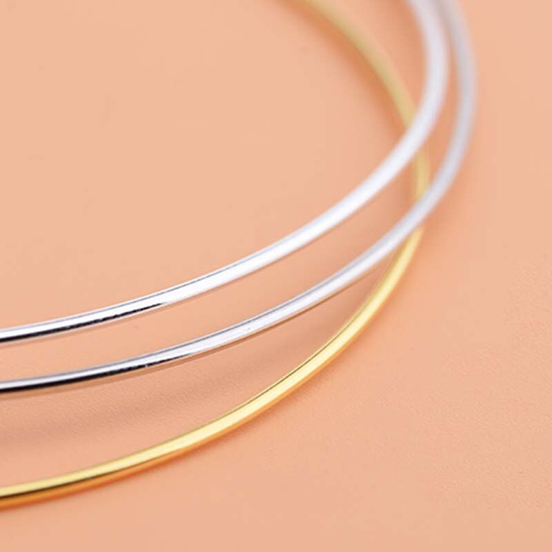 Genuine Real Pure Solid 925 Sterling Silver Cuff Bangles For Beads Hand Band Jewelry Findings Beading Threading Bangle 18K Gold Color
