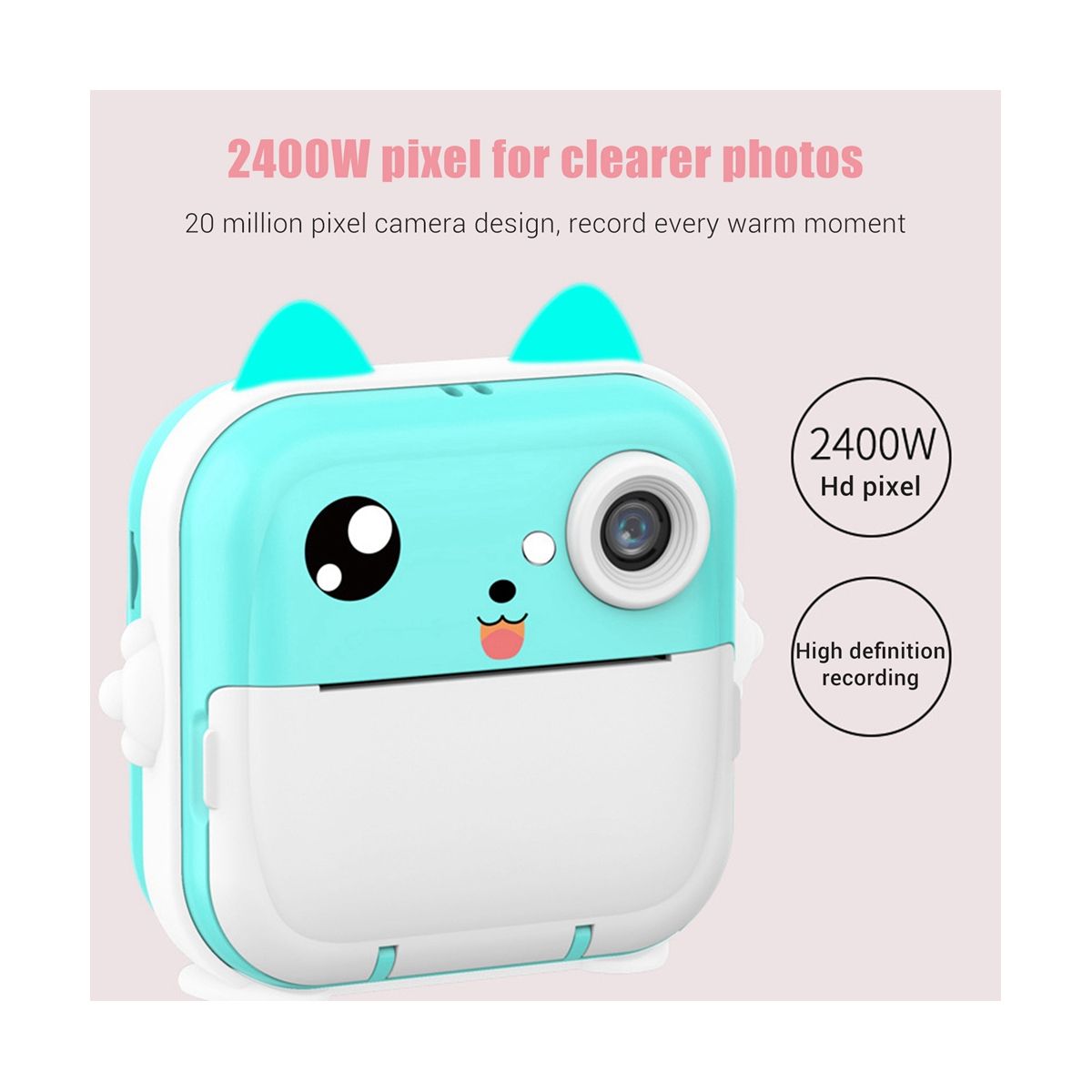 16G Memory Children Mini Camera HD Digital Photography Camera Instant Print Camera for Girl Christmas Gift Pink