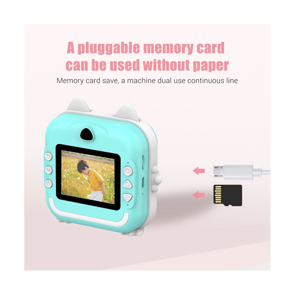 16G Memory Children Mini Camera HD Digital Photography Camera Instant Print Camera for Girl Christmas Gift Pink
