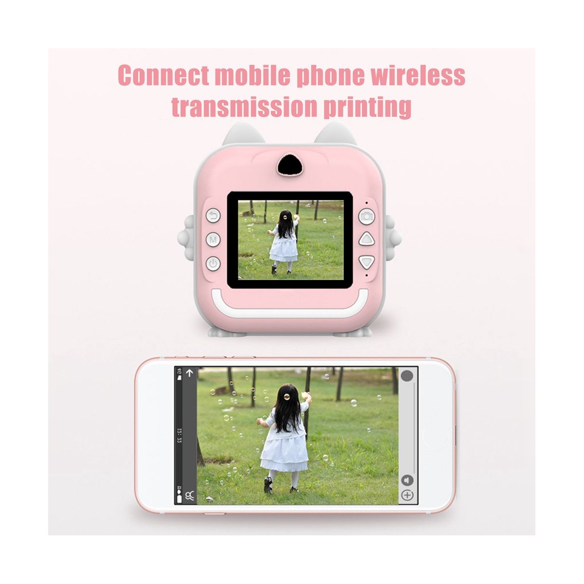 16G Memory Children Mini Camera HD Digital Photography Camera Instant Print Camera for Girl Christmas Gift Pink