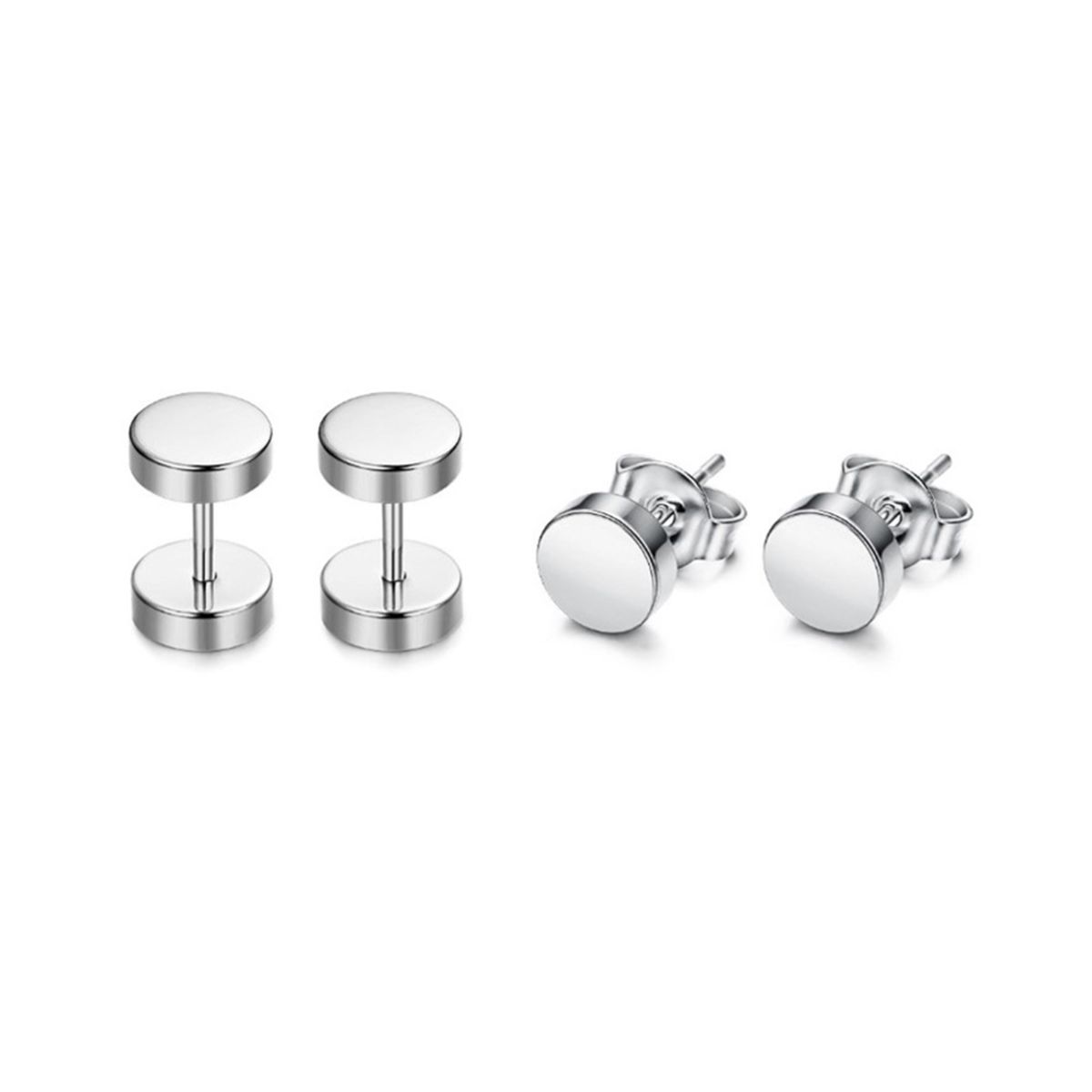 6 Pairs Earrings Wear-resistant Rhinestone Inlaid Stainless Steel Stylish Ear Clips For Daily-Silver