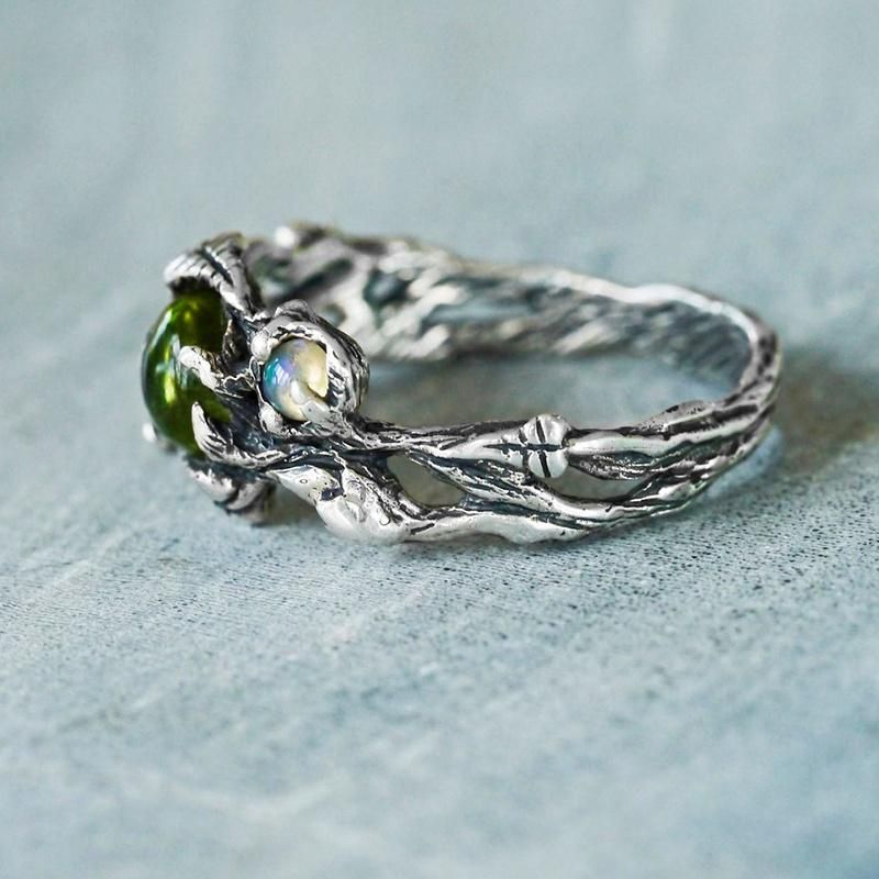 Leaf Wrapped Gemstone Ring Anniversary Gift Ring Party Jewelry