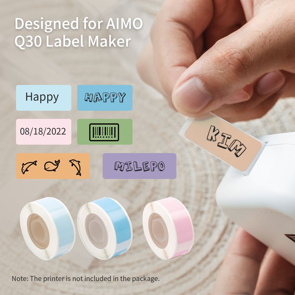 AIMO 3pcs Thermal Label Paper Roll For Q30 Label Maker