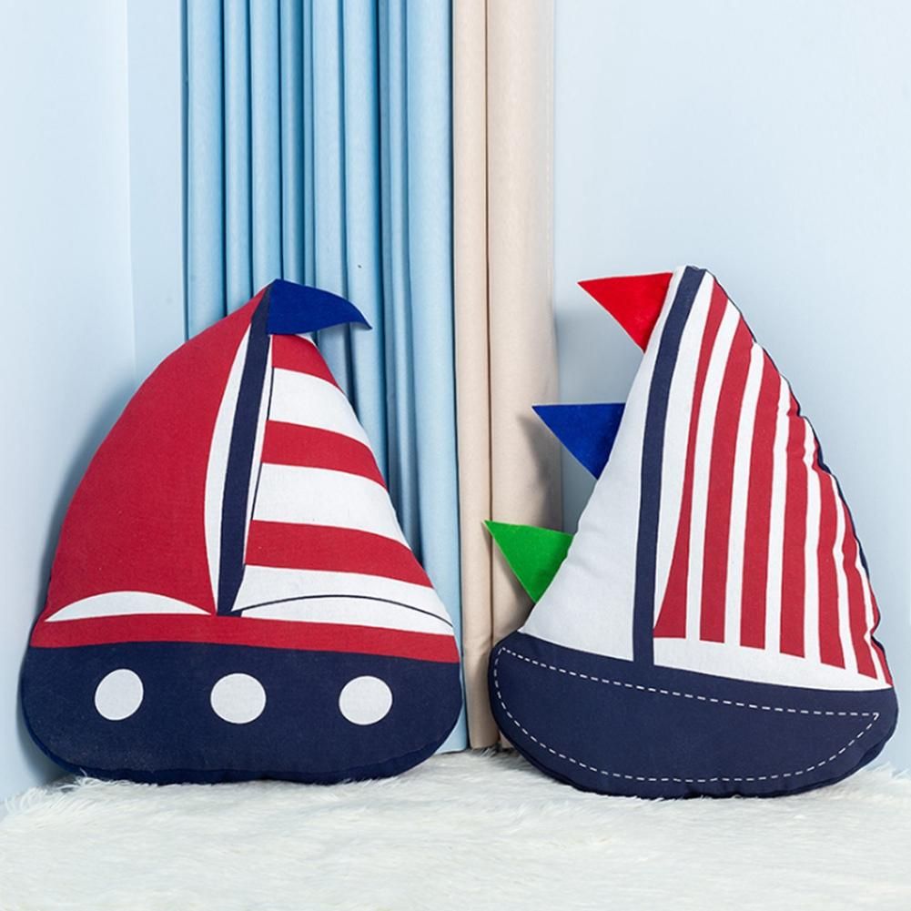 Mediterranean Style Cushion Sailboat Shape Cotton Linen