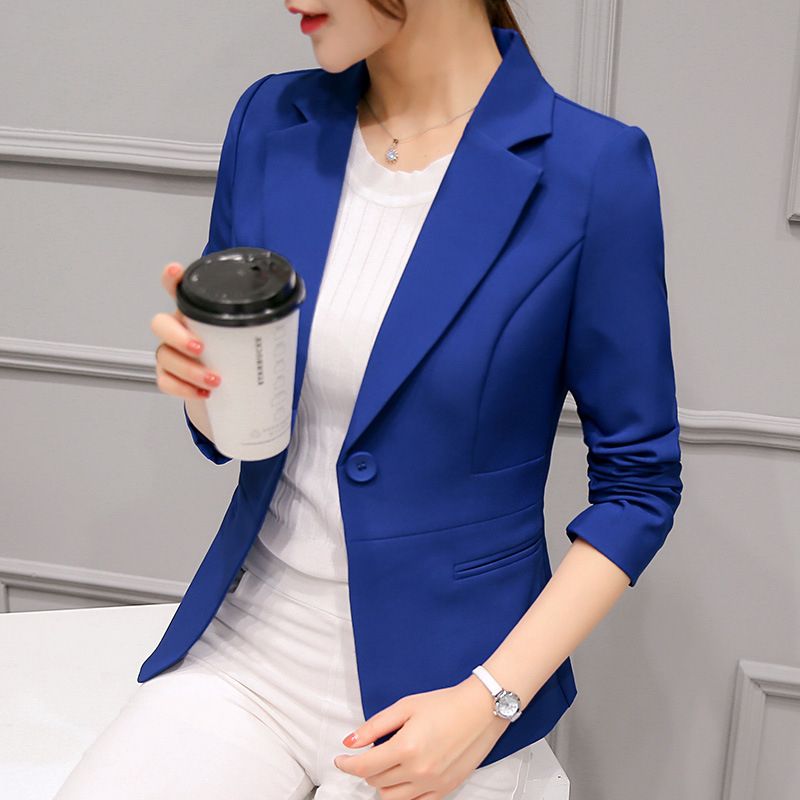 Ladies Blazer Long Sleeve Blaser Women Suit Jacket Female Feminine Blazer Femme Pink Blue White Black Blazer Autumn（#Royal Blue）