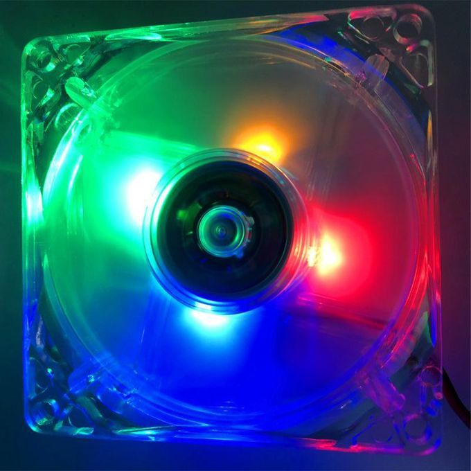 3Pcs Computer 12V DC Fan 4 Multicolor LED 80mm Computer Case Cooler