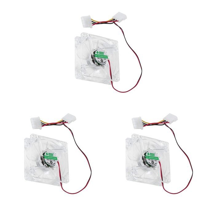 3Pcs Computer 12V DC Fan 4 Multicolor LED 80mm Computer Case Cooler