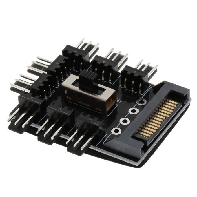 8Way  PC PWM Cooling Fan Speed Controller 4/3-pin Power Socket