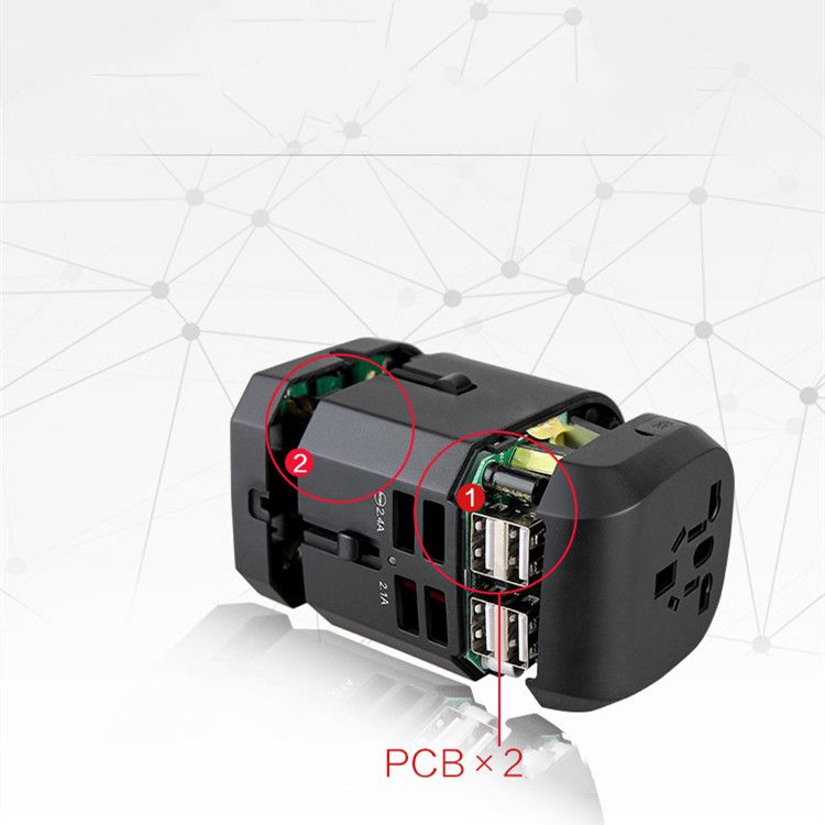 Universal Travel Power Plug Adapter Socket US AU UK To EU Plug Travel Wall Converter With Four USB Charger 5V 2.1A
