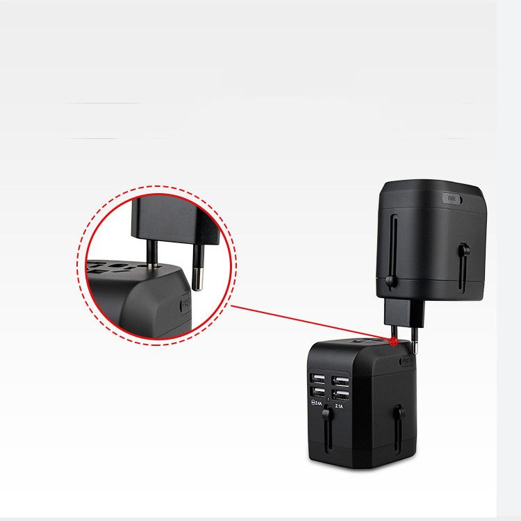 Universal Travel Power Plug Adapter Socket US AU UK To EU Plug Travel Wall Converter With Four USB Charger 5V 2.1A