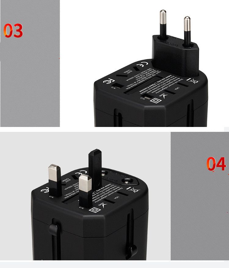 Universal Travel Power Plug Adapter Socket US AU UK To EU Plug Travel Wall Converter With Four USB Charger 5V 2.1A