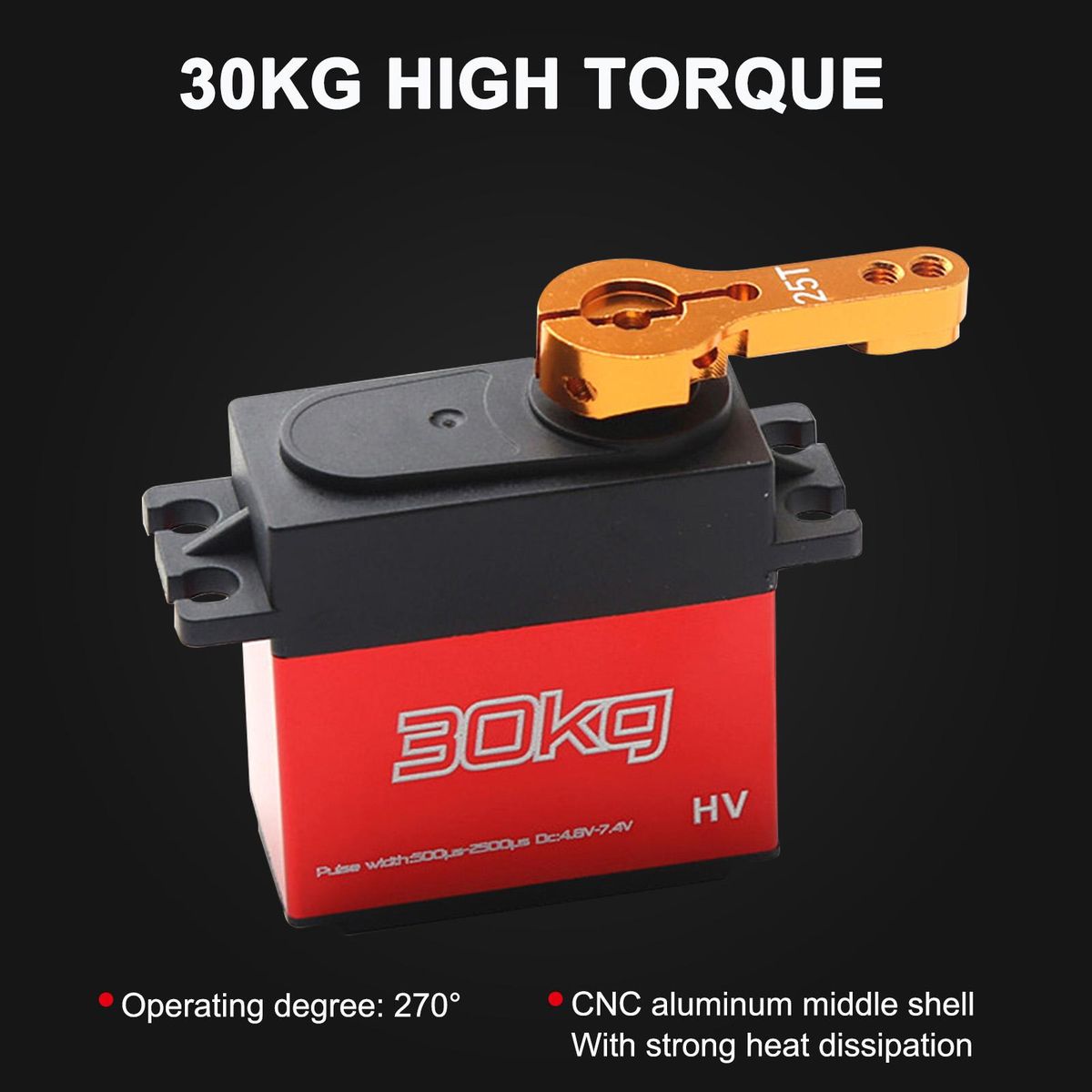 Digital Servo 30kg 4pcs High Torque 270° Stainless Steel Gear Servo for 1/8 1/10 1/12 Scale RC Cars Robot Manipulator with 25T Arm