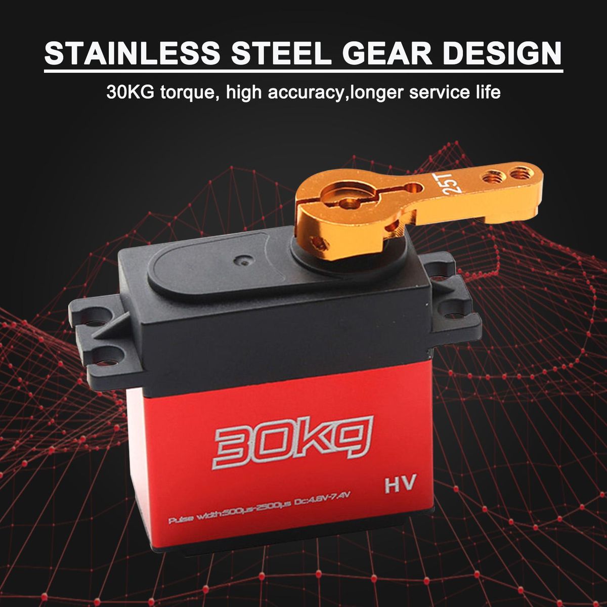 Digital Servo 30kg 4pcs High Torque 270° Stainless Steel Gear Servo for 1/8 1/10 1/12 Scale RC Cars Robot Manipulator with 25T Arm