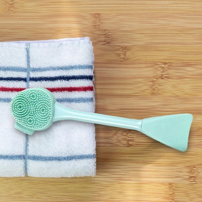 Silicone Face Scrubber Brush Double Ended Facial  Spatula  Green