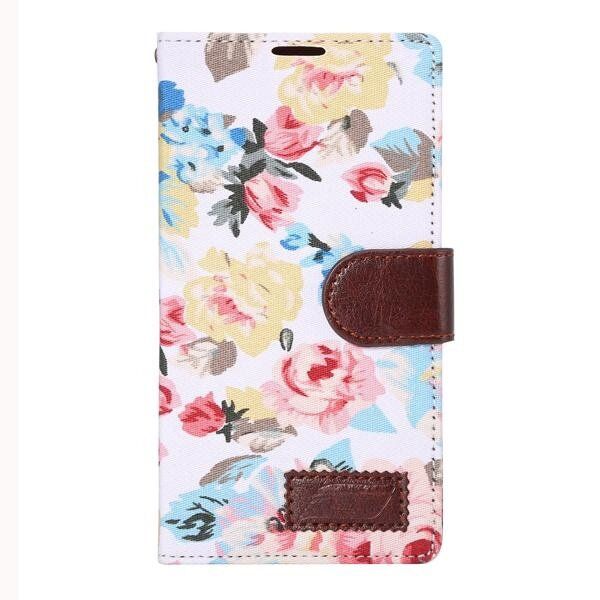 Flower Cloth Leather Wallet Card-slot TPU Flip-open Case For LG G4 White Flowers