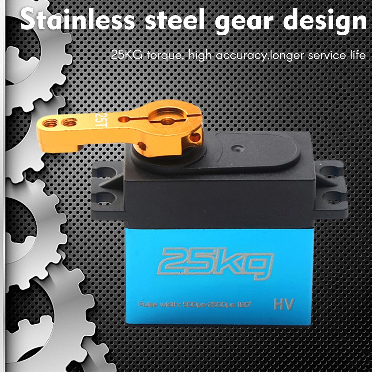 Digital Servo 25kg High Torque 4pcs 270° Stainless Steel Gear Servo for 1/8 1/10 1/12 Scale RC Cars Robot Manipulator with 25T Arm