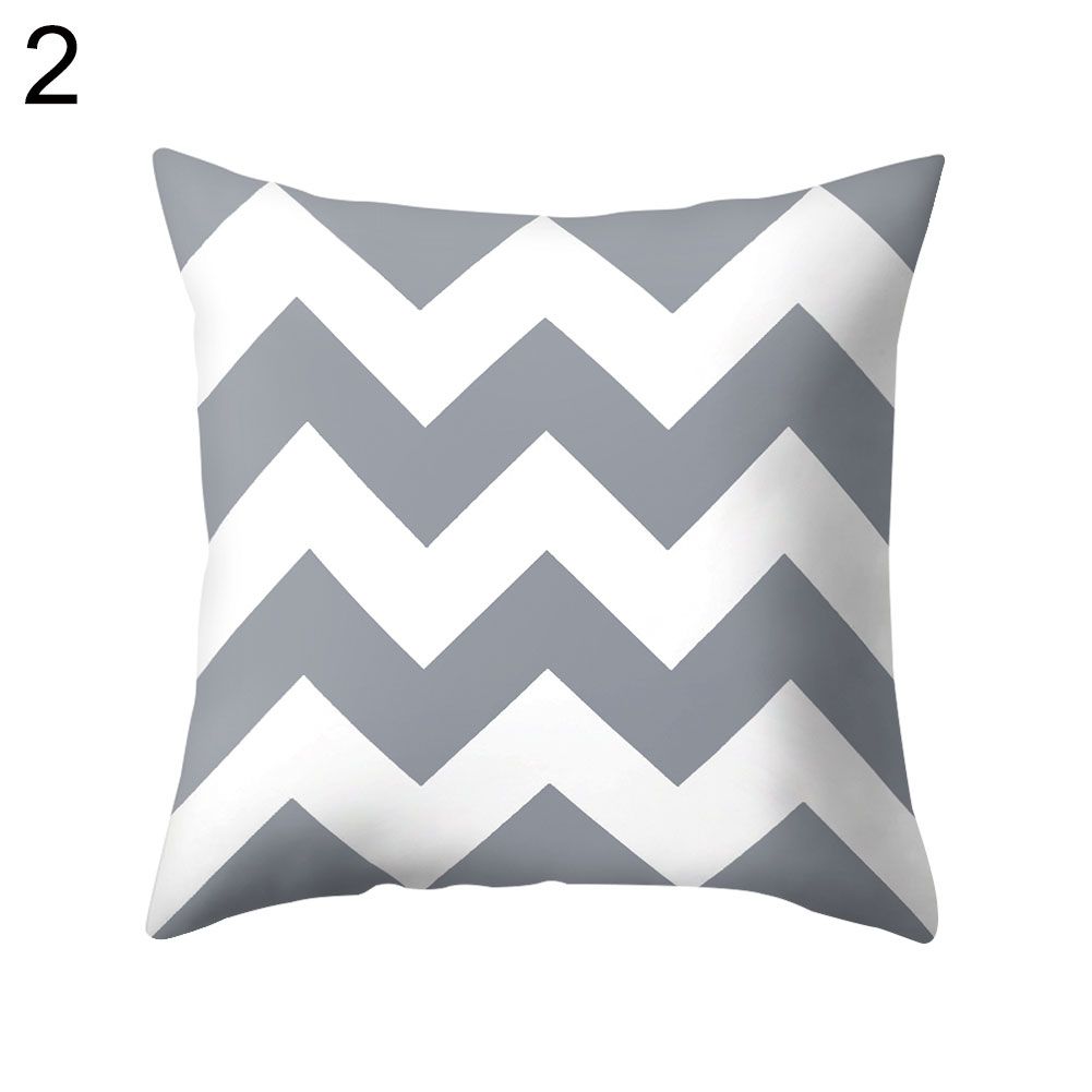Gray Geometric Square Throw Pillow Protector Case Cushion-2#