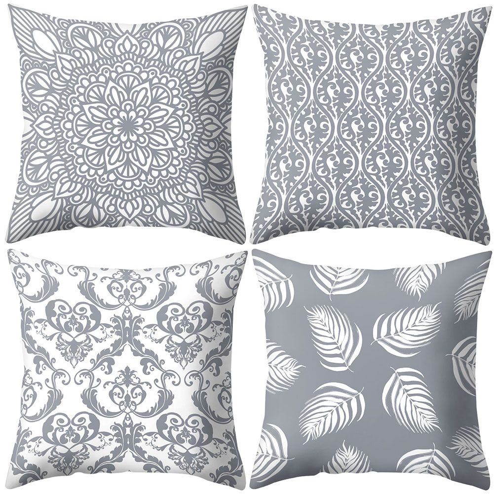 Gray Geometric Square Throw Pillow Protector Case Cushion-2#