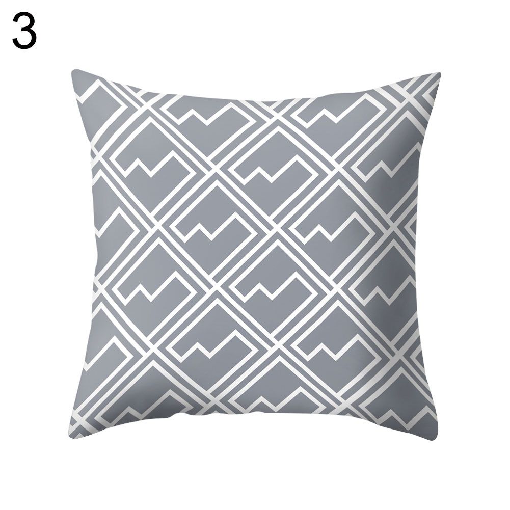 Gray Geometric Square Throw Pillow Protector Case Cushion-2#