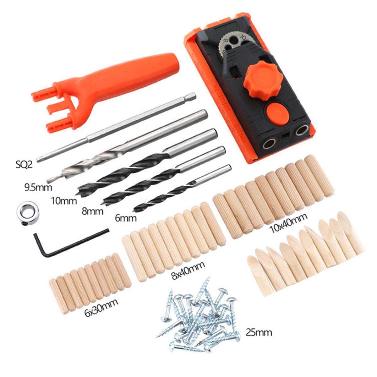 2 In 1 Undercover Jig Set Pocket Hole Kit Carry Case Wood Dowel Drill 6/8/10mm