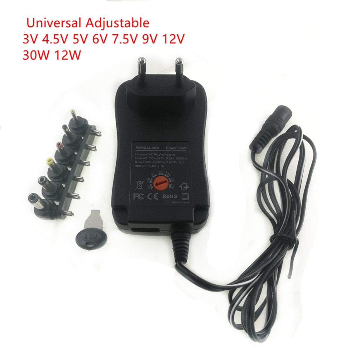3V 4.5V 5V 6V 7.5V 9V 12V 2A 2.5A AC DC Adaptor Adjustable