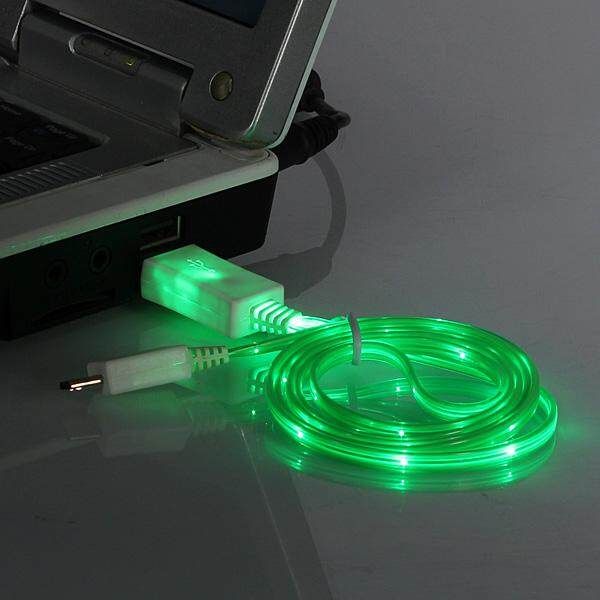New LED Light USB Charger Data Sync Cable For Android Sony Samsung S4 S3 HTC LG Green