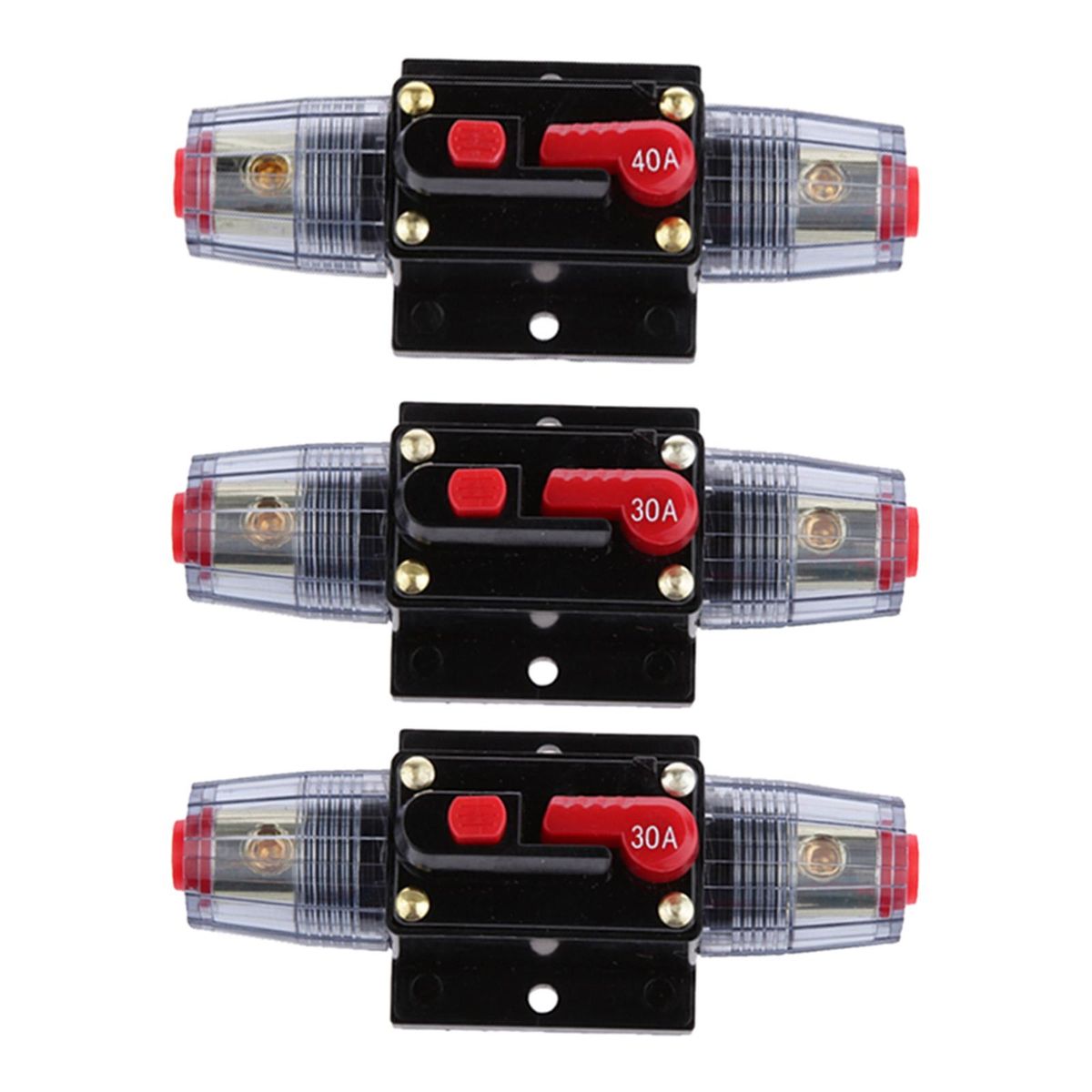 3pcs Manual Reset Circuit Breaker Boat Audio Stereo  Fuse Holder