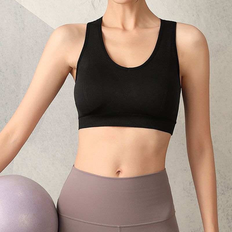 Sports Bra For Women Crop Tank Tops Fitness With Removable Cups（Black）