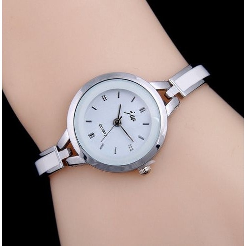 Alluring Ladies Small Round Dial Bracelet Watch - Silver
