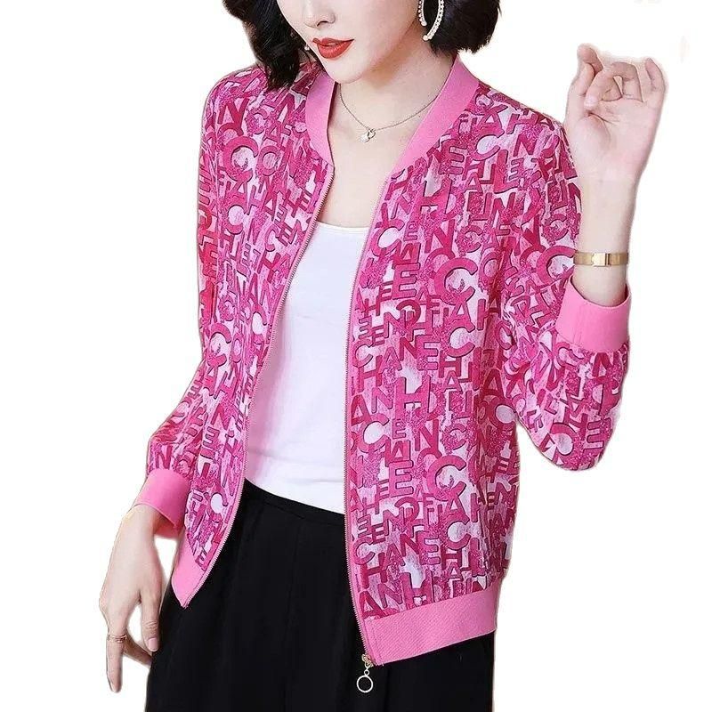 2022 Spring Summer New Women's Chiffon Coat Upscale Baseball Uniform Printing Loose Show Thin Jacket Sun Protection Clothing Ms