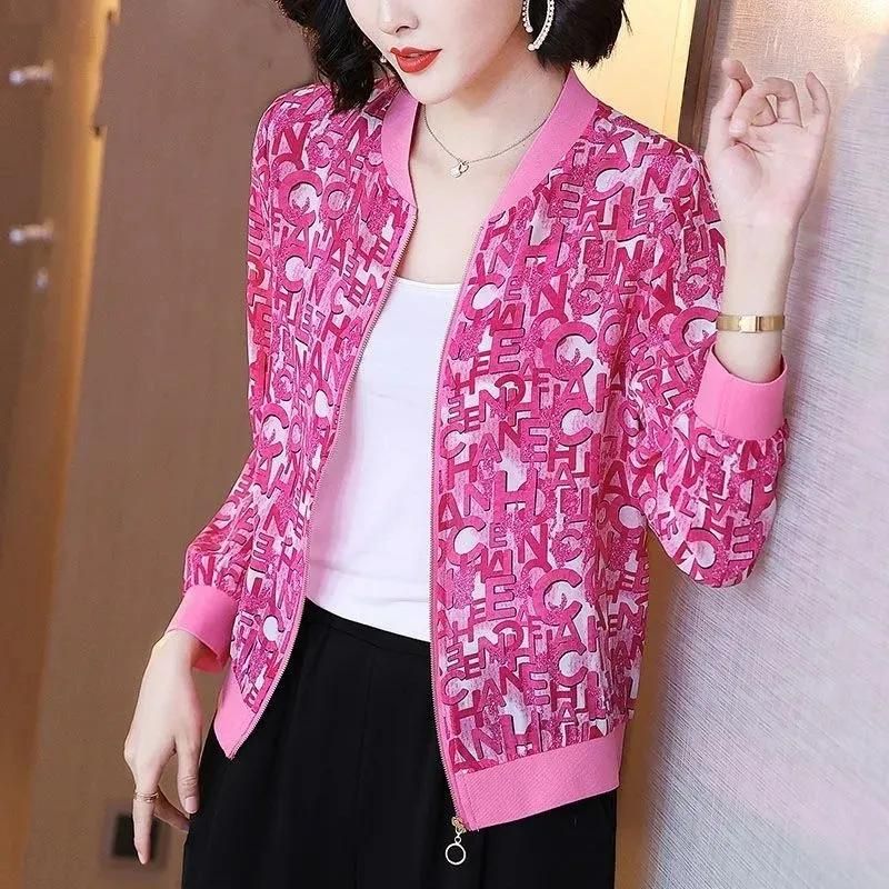2022 Spring Summer New Women's Chiffon Coat Upscale Baseball Uniform Printing Loose Show Thin Jacket Sun Protection Clothing Ms