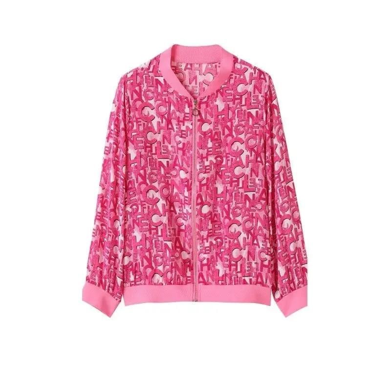 2022 Spring Summer New Women's Chiffon Coat Upscale Baseball Uniform Printing Loose Show Thin Jacket Sun Protection Clothing Ms