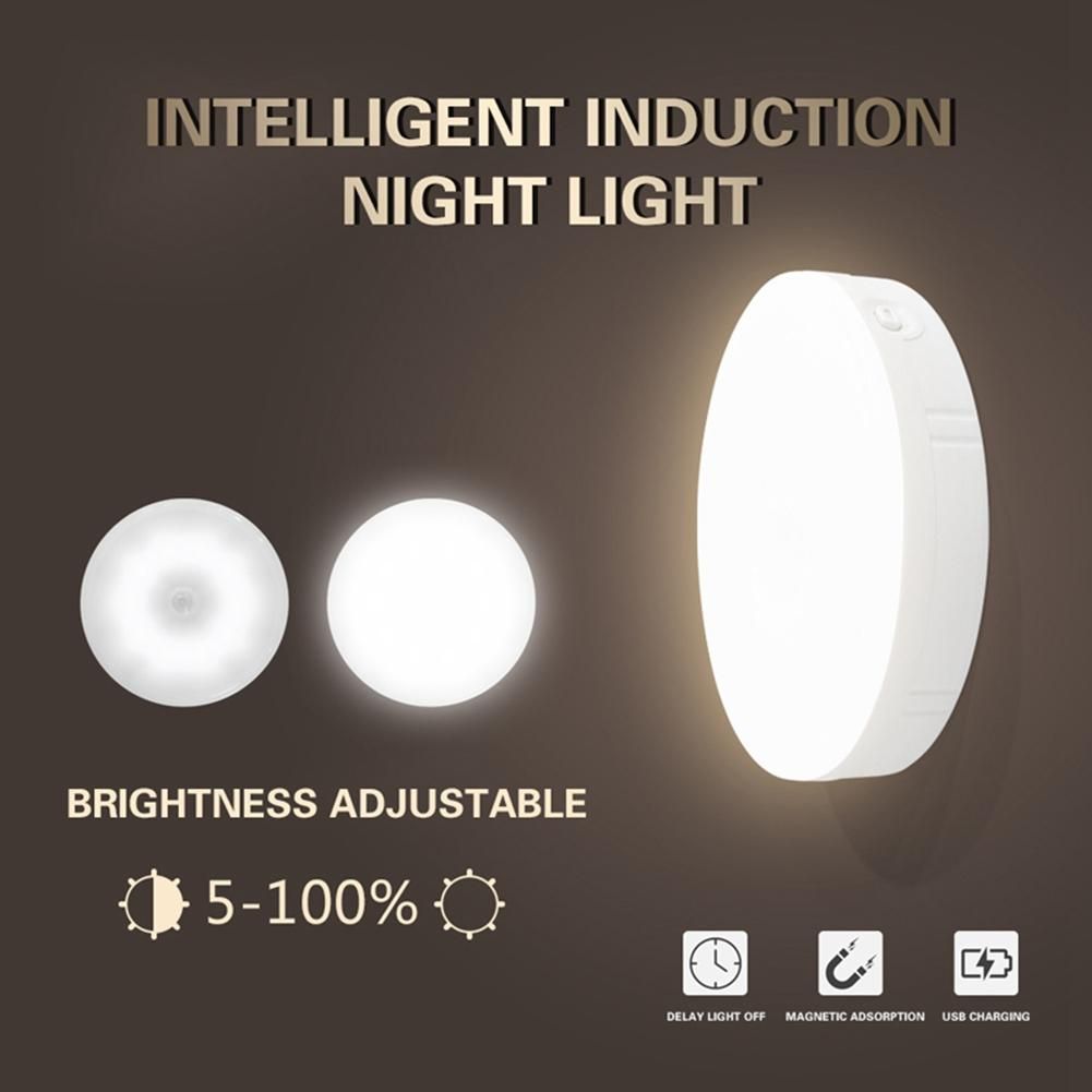 PIR Motion Sensor LED Night Light USB Rechargeable Dimmable