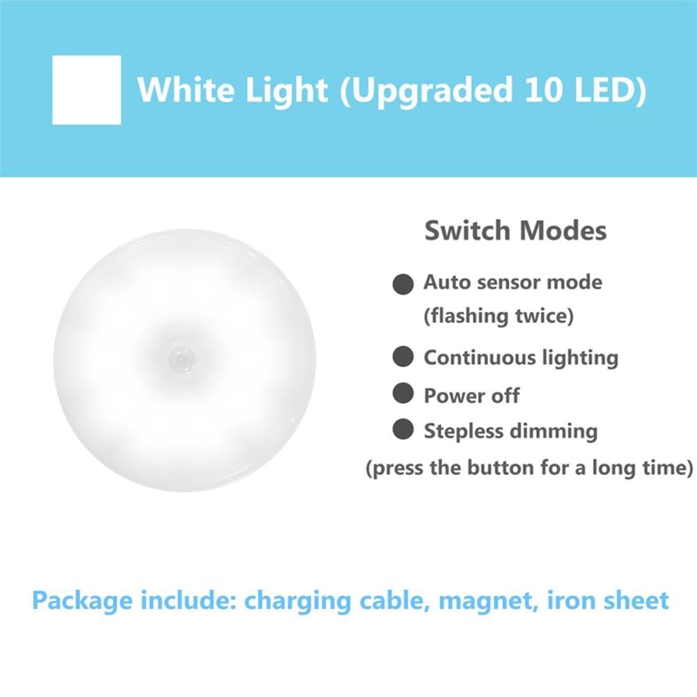 PIR Motion Sensor LED Night Light USB Rechargeable Dimmable