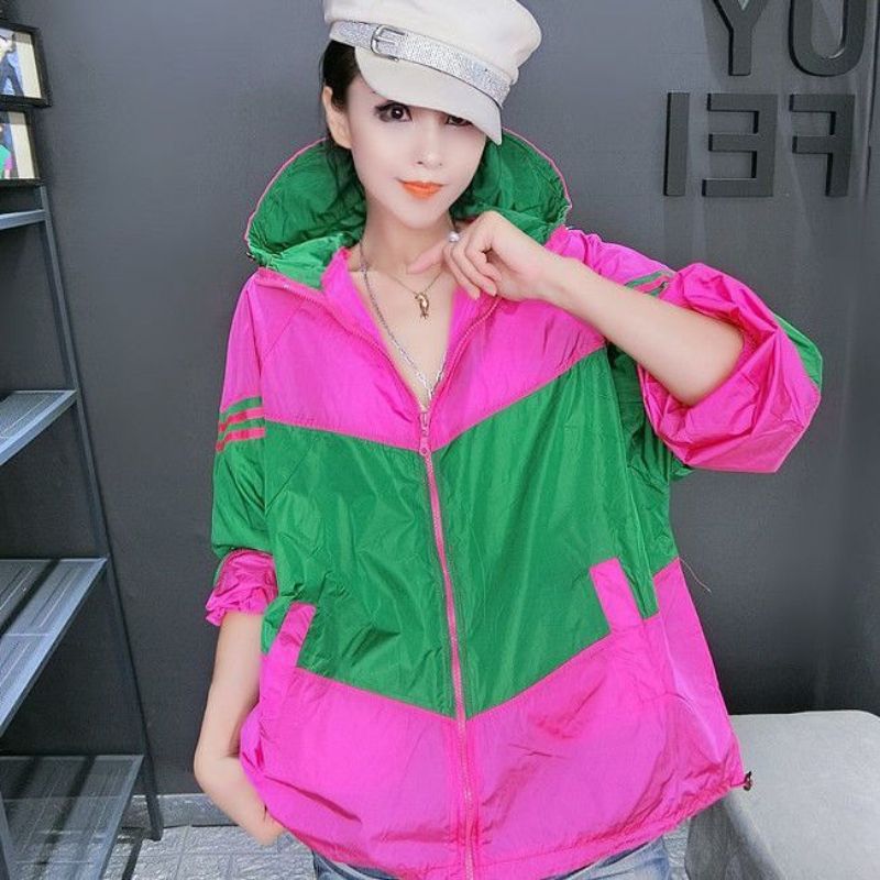 New Korean Fashion Oversized Long Sleeve Hooded Jacket Women Sweatshirt Chic Summer Jacket Beach Outdoor Sun Protection Clothing