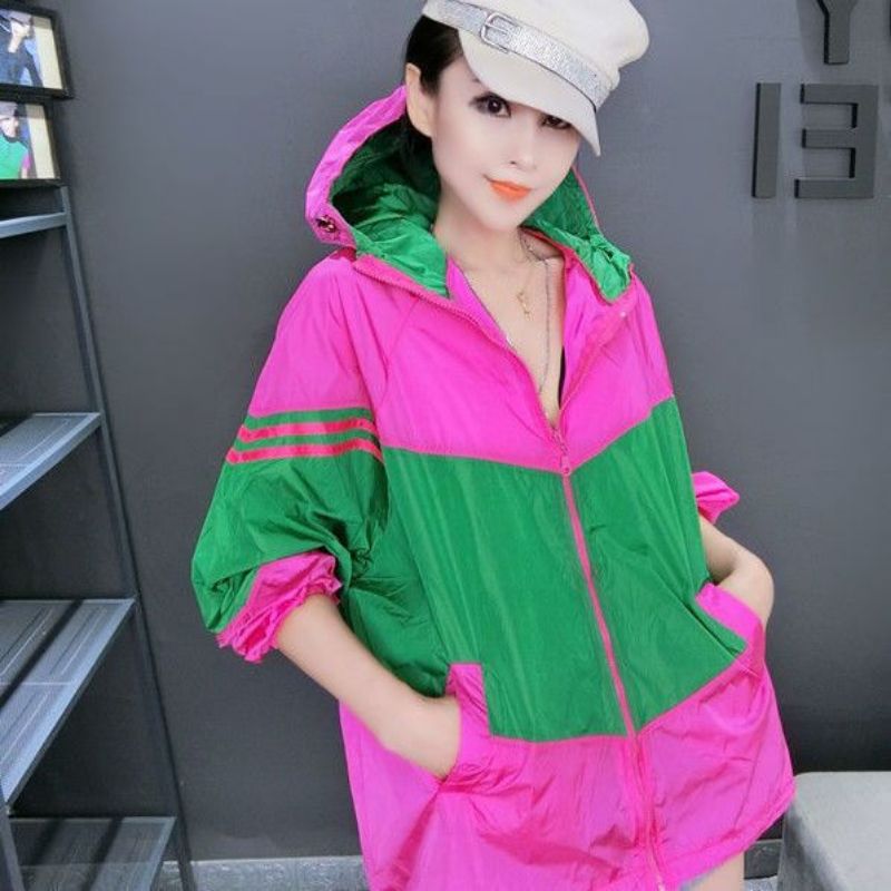New Korean Fashion Oversized Long Sleeve Hooded Jacket Women Sweatshirt Chic Summer Jacket Beach Outdoor Sun Protection Clothing