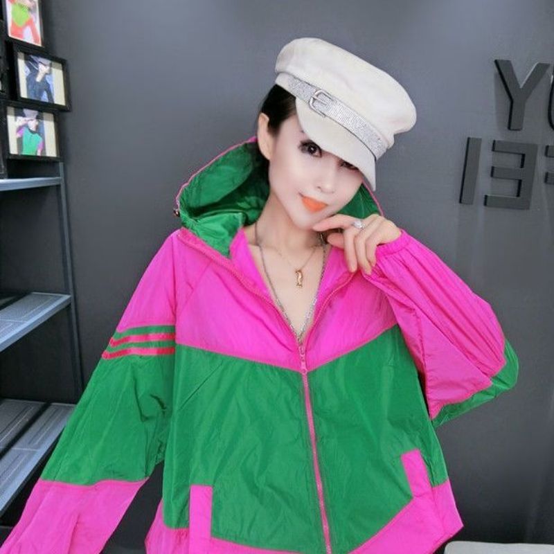 New Korean Fashion Oversized Long Sleeve Hooded Jacket Women Sweatshirt Chic Summer Jacket Beach Outdoor Sun Protection Clothing
