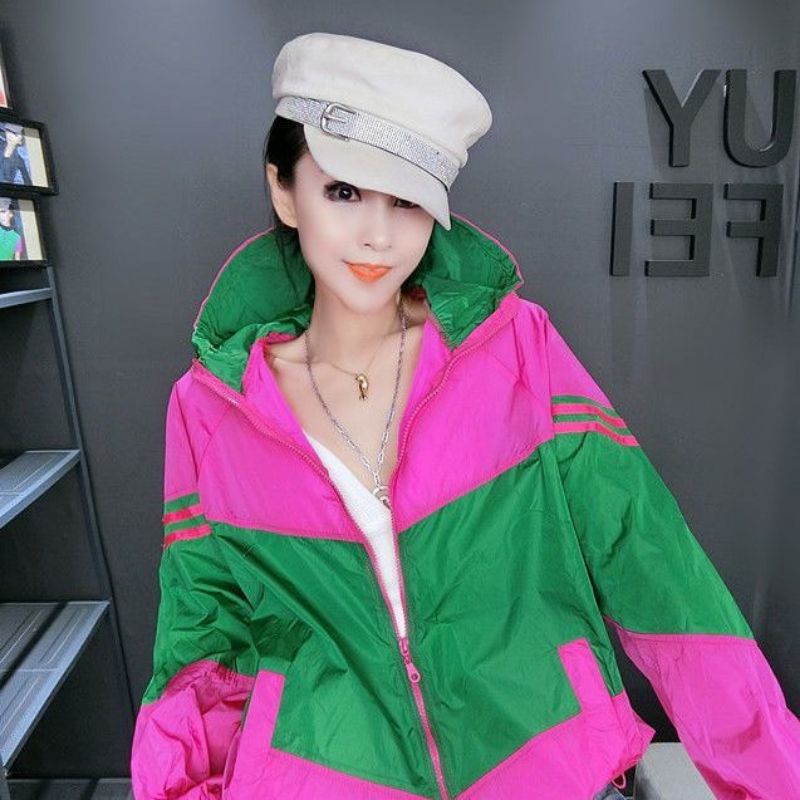 New Korean Fashion Oversized Long Sleeve Hooded Jacket Women Sweatshirt Chic Summer Jacket Beach Outdoor Sun Protection Clothing