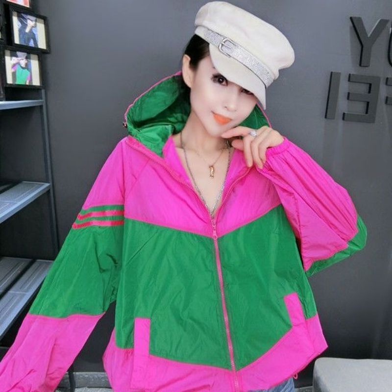 New Korean Fashion Oversized Long Sleeve Hooded Jacket Women Sweatshirt Chic Summer Jacket Beach Outdoor Sun Protection Clothing