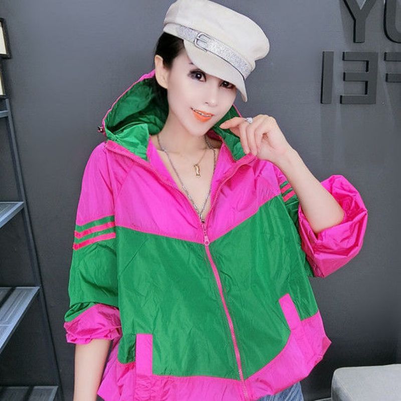 New Korean Fashion Oversized Long Sleeve Hooded Jacket Women Sweatshirt Chic Summer Jacket Beach Outdoor Sun Protection Clothing