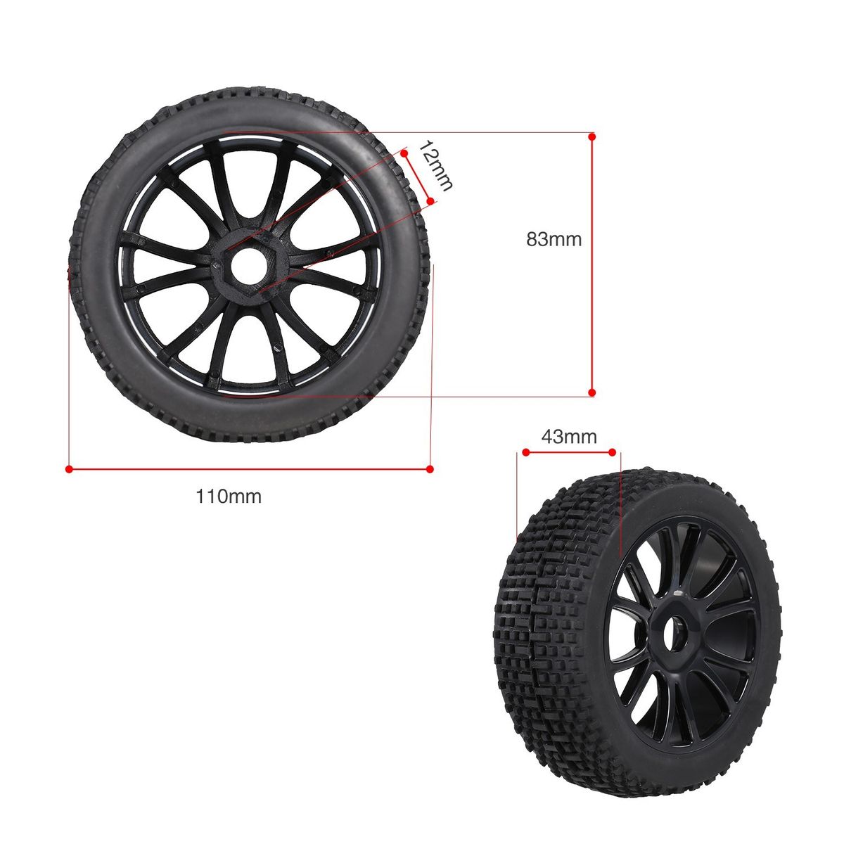 4PCS 1/8 RC Off-Road Rubber Tires For RV/ Flat Car/ Race Car